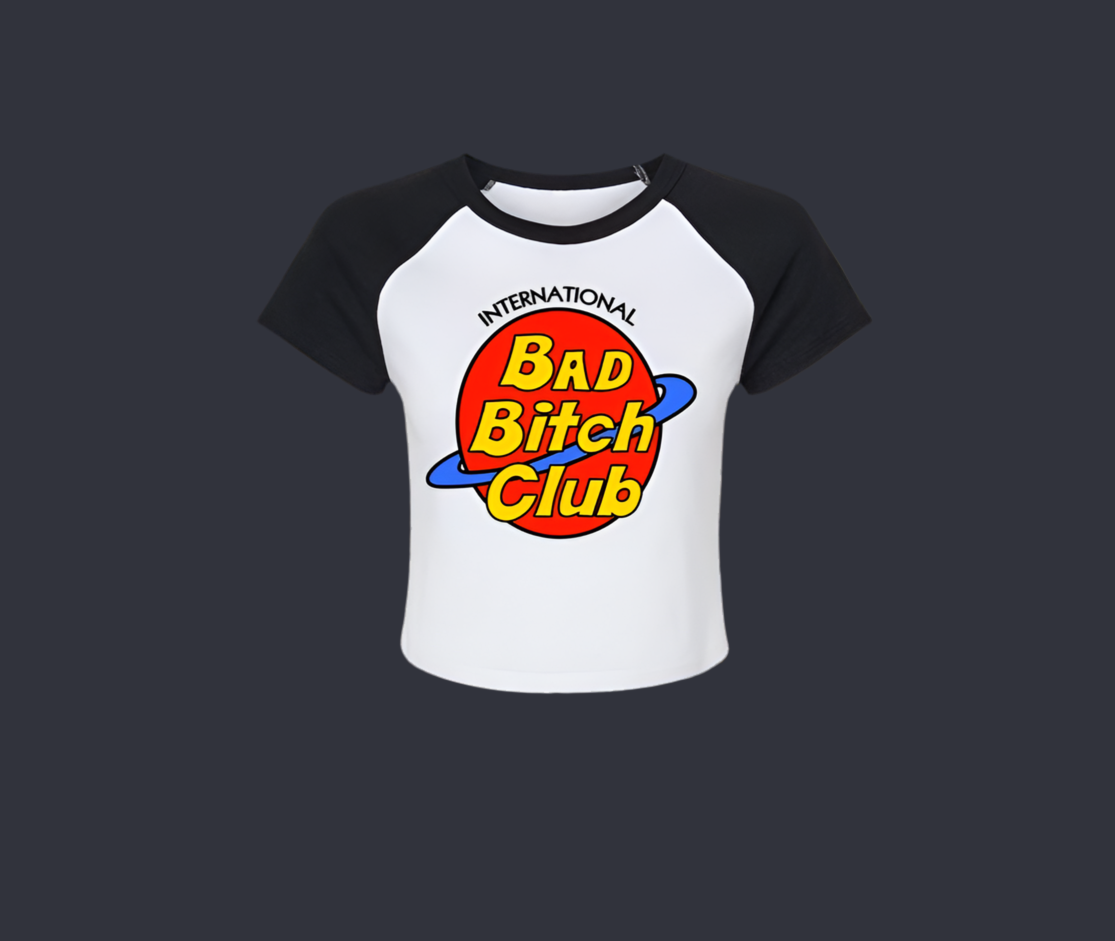 “International Bad Bitch Club” Baseball Crop Tee